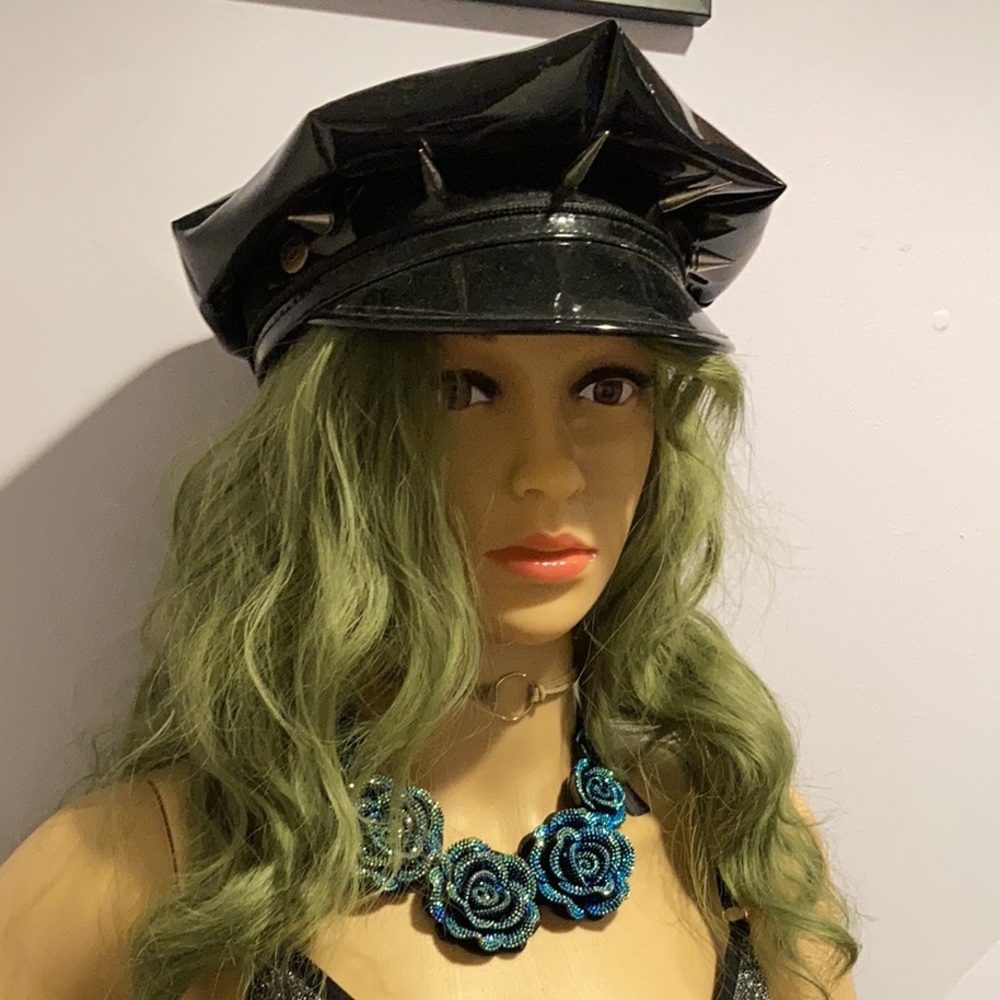 🎃🎃Black Vinyl Captains Hat Spikes HALLOWEEN 🎃